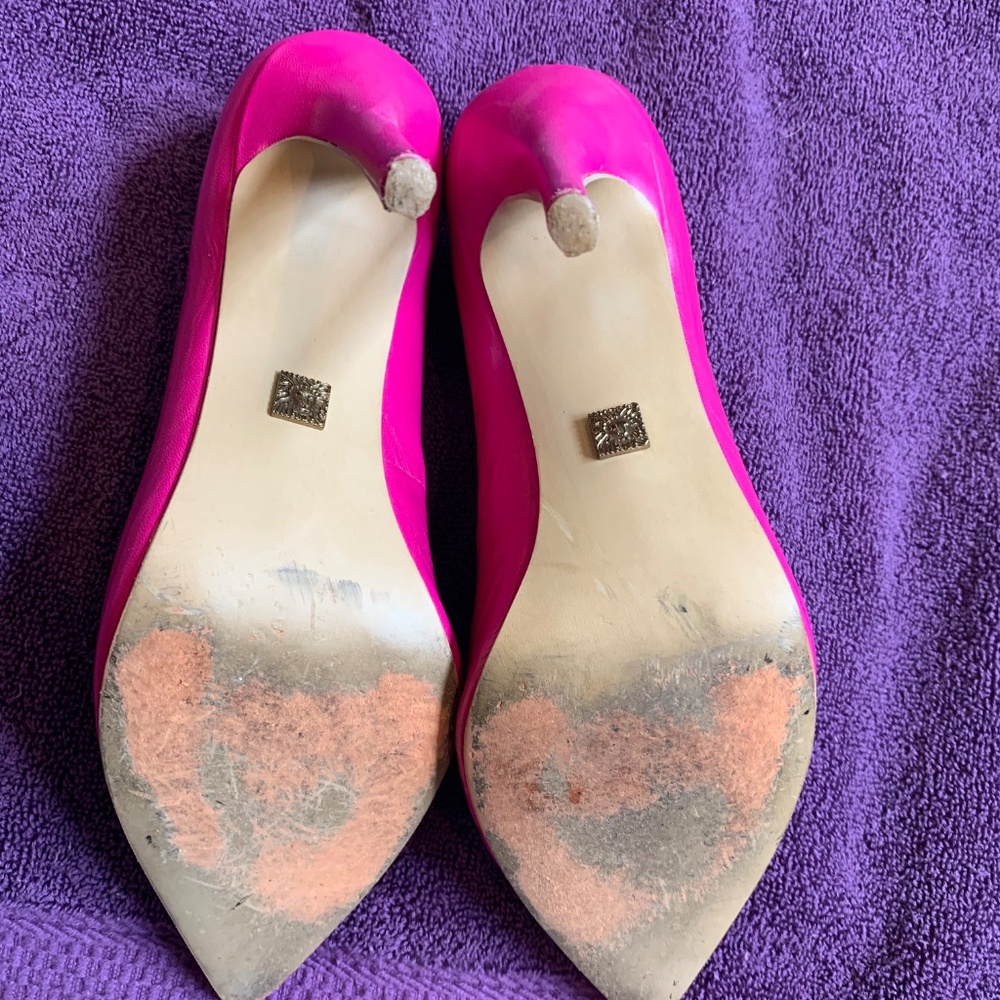 Anne Klein Pink Leather Embellished Pumps sz 8.5M - Picture 7 of 7